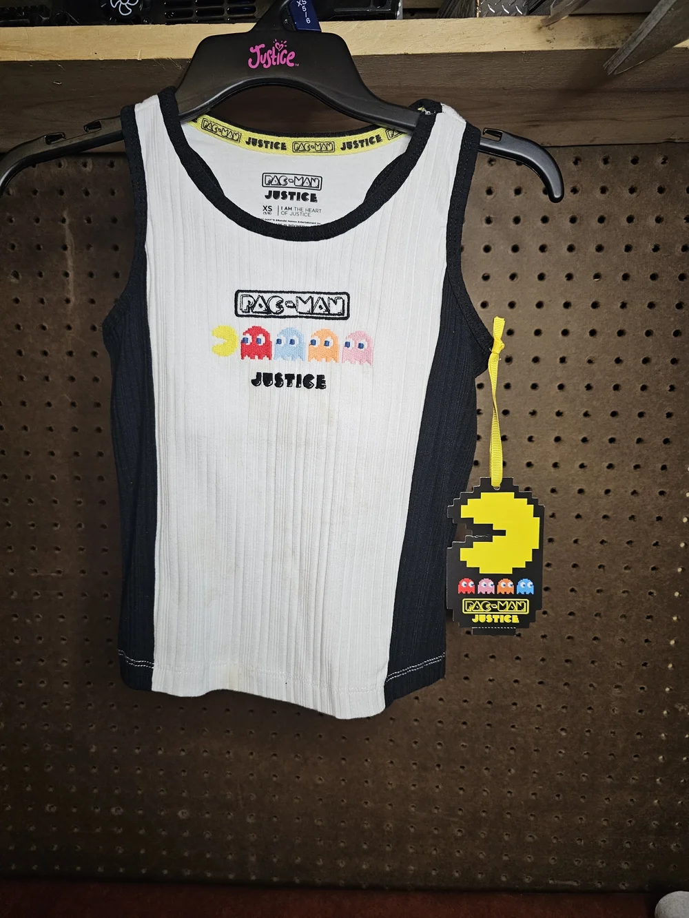 Pac-Man x Justice Ribbed Tank Top — White & Black